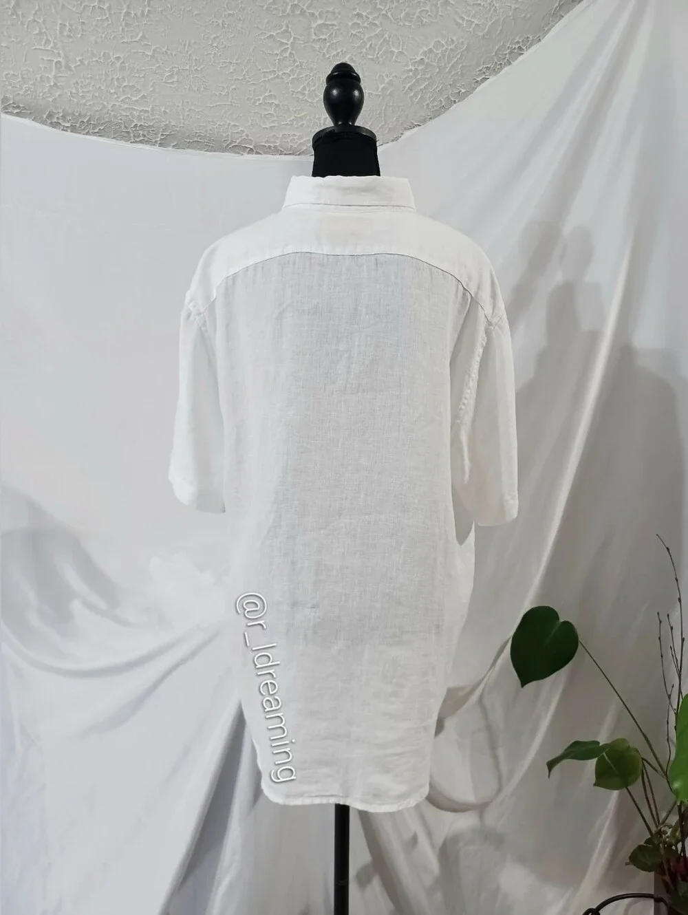 NWOT Banana Republic White Standard-Fit Linen Short-Sleeve Shirt Size Large